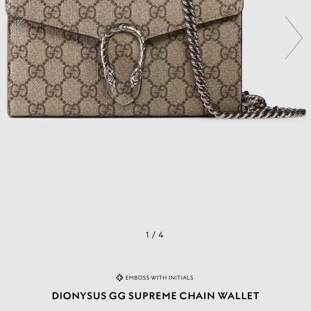 Gucci Dionysus Beige GG Wallet with Silver Chain